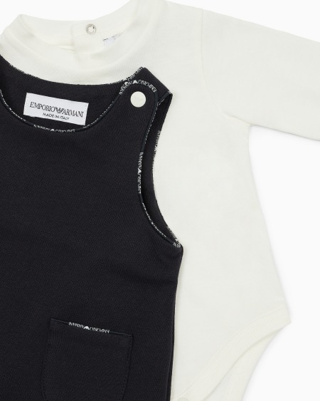 Armani Set De Regalo Con Bodi Y Peto De Punto Con Ribetes Con Logotipo