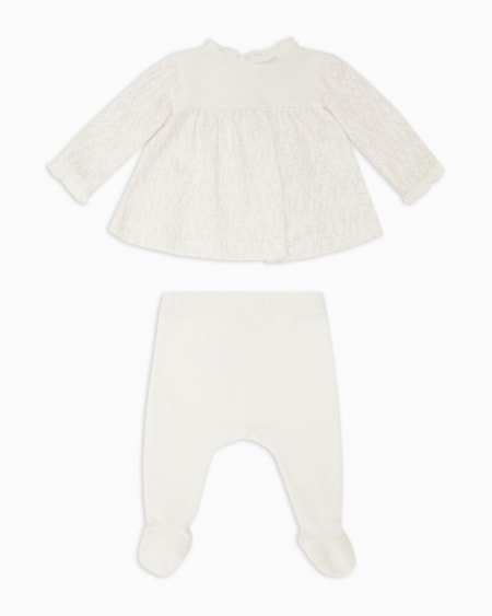 Armani Set de regalo con jersey y pantalones con pies de punto interlock con inscripción integral