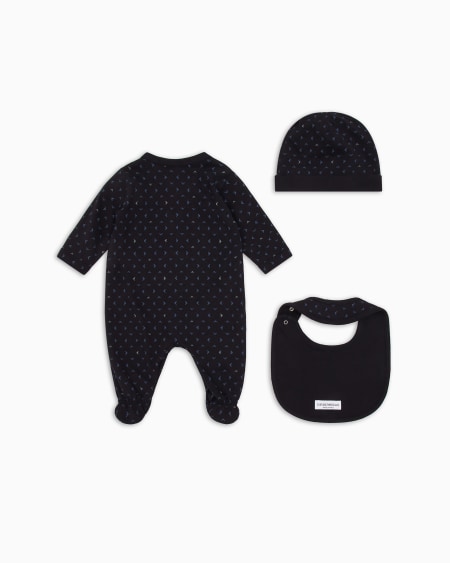 Armani Set De Regalo Con Mono Babero Y Gorrito Con Motivo Integral De águila Con Efecto óptico