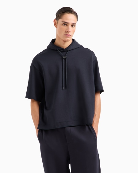 Armani Sudadera Ancha De Punto Con Capucha Y Manga Corta