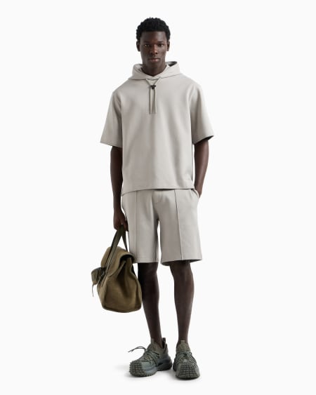 Armani Sudadera Ancha De Punto Con Capucha Y Manga Corta