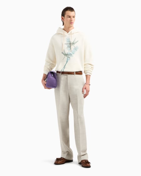 Armani Sudadera Con Capucha De Punto Con Estampado Y Bordado De Libélulas