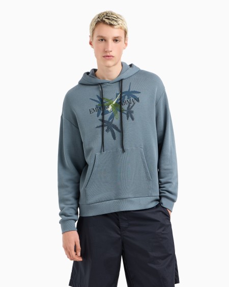 Armani Sudadera Con Capucha De Punto Con Estampado Y Bordado De Libélulas