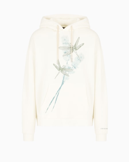 Armani Sudadera con capucha de punto con estampado y bordado de libélulas