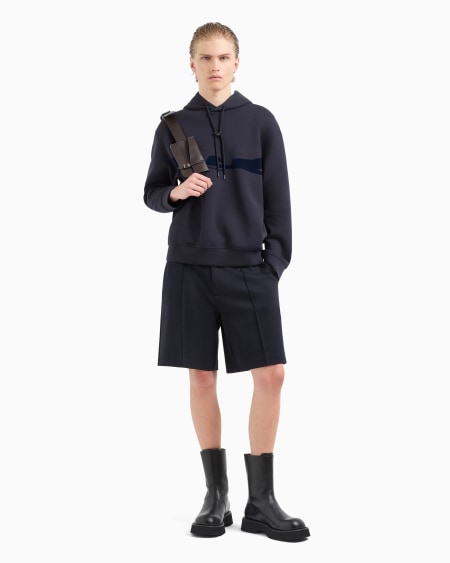 Armani Sudadera Con Capucha De Punto Doble Con Estampado Flocado Con Forma De águila