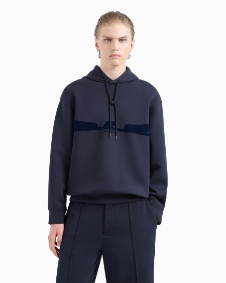 Armani Sudadera Con Capucha De Punto Doble Con Estampado Flocado Con Forma De águila