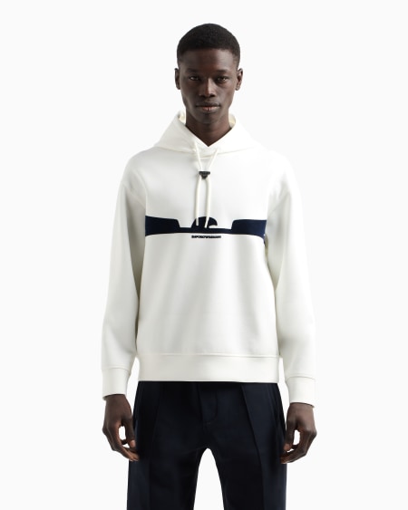 Armani Sudadera Con Capucha De Punto Doble Con Estampado Flocado Con Forma De águila