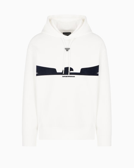 Armani Sudadera con capucha de punto doble con estampado flocado con forma de águila