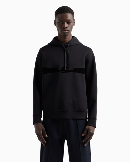 Armani Sudadera Con Capucha De Punto Doble Con Estampado Flocado Con Forma De águila