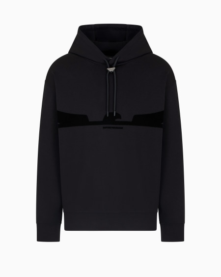 Armani Sudadera Con Capucha De Punto Doble Con Estampado Flocado Con Forma De águila