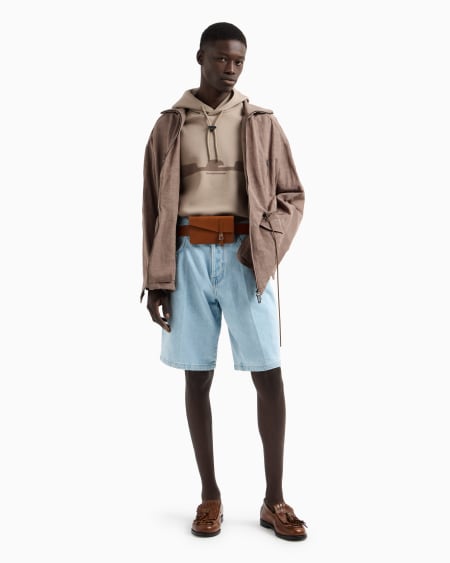 Armani Sudadera Con Capucha De Punto Doble Con Estampado Flocado Con Forma De águila