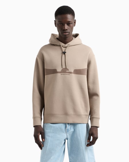 Armani Sudadera Con Capucha De Punto Doble Con Estampado Flocado Con Forma De águila