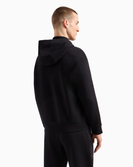 Armani Sudadera Con Capucha Y Cremallera De Punto Doble Con Logotipo De águila Grabado