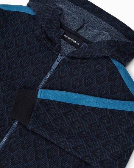 Armani Sudadera Con Capucha Y Cremallera De Punto Jacquard Con Motivo Integral De águila