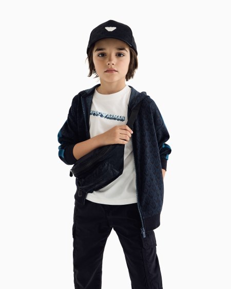 Armani Sudadera Con Capucha Y Cremallera De Punto Jacquard Con Motivo Integral De águila