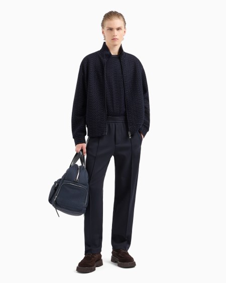 Armani Sudadera Con Cremallera Completa De Punto Con Inscripción Integral Flocada