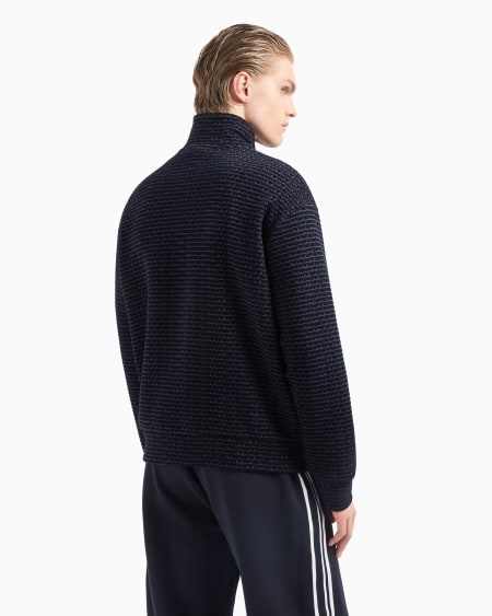 Armani Sudadera Con Cremallera Completa De Punto Con Inscripción Integral Flocada