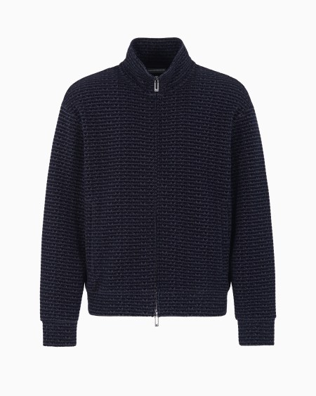 Armani Sudadera Con Cremallera Completa De Punto Con Inscripción Integral Flocada