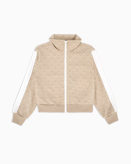 Armani Sudadera Con Cremallera Completa De Punto Jacquard Con Motivo Integral De águila