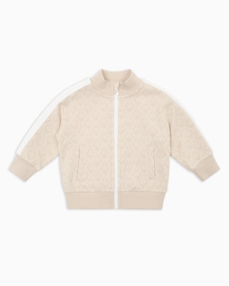 Armani Sudadera con cuello alzado y cremallera de punto jacquard con motivo integral de águila