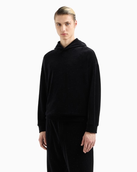 Armani Sudadera De Chenilla Con Capucha Y Strass Por Toda La Prenda Clubwear