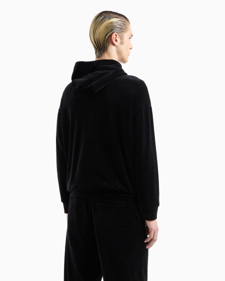 Armani Sudadera De Chenilla Con Capucha Y Strass Por Toda La Prenda Clubwear