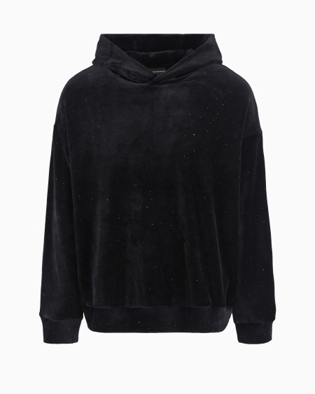 Armani Sudadera de chenilla con capucha y strass por toda la prenda Clubwear