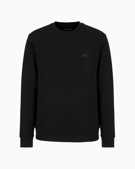 Armani Sudadera de cuello redondo con microparche con logotipo