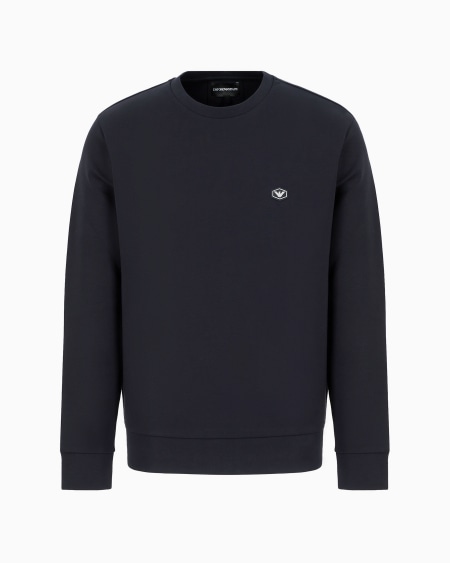Armani Sudadera de cuello redondo con microparche con logotipo