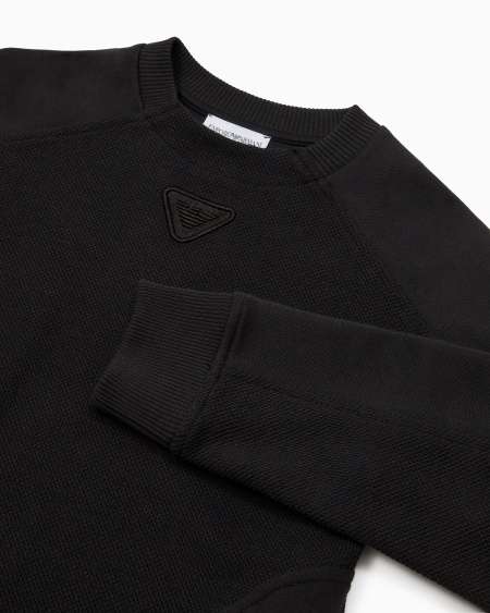 Armani Sudadera De Cuello Redondo En Punto Piqué Con Logotipo Bordado