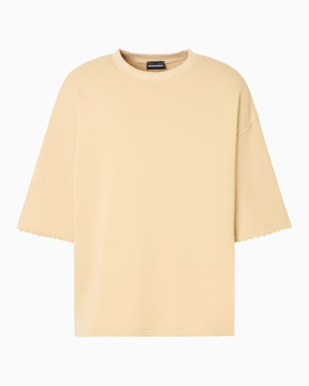 Armani Sudadera de manga corta en punto con bordes de efecto usado