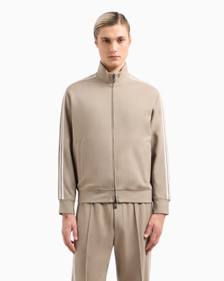 Armani Sudadera De Punto Con Cremallera Completa Y Bandas Con Logotipo