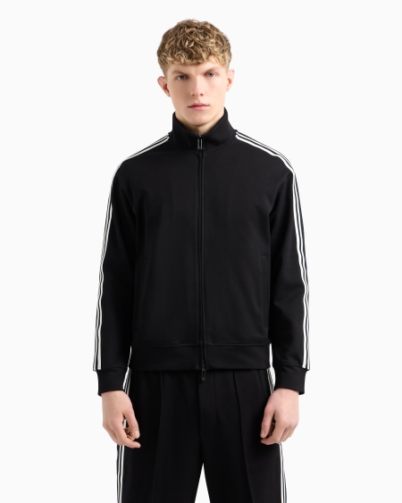 Armani Sudadera De Punto Con Cremallera Completa Y Bandas Con Logotipo