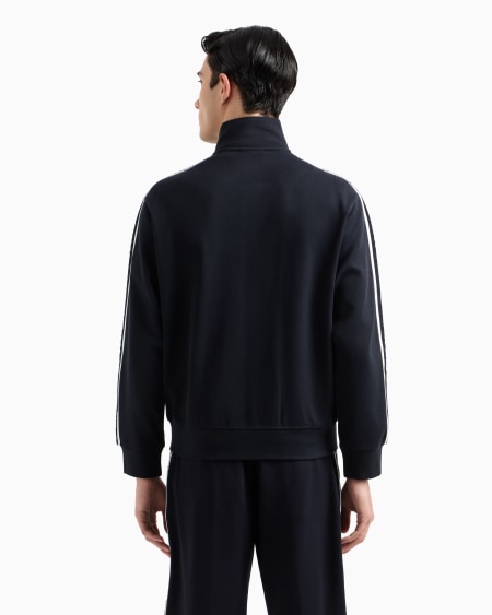 Armani Sudadera De Punto Con Cremallera Completa Y Bandas Con Logotipo