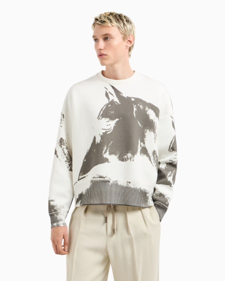 Armani Sudadera De Punto Con Estampado De Caballo Efecto Batik