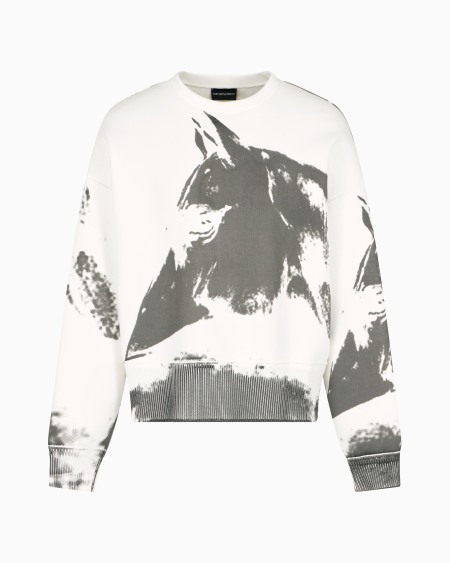 Armani Sudadera de punto con estampado de caballo efecto batik