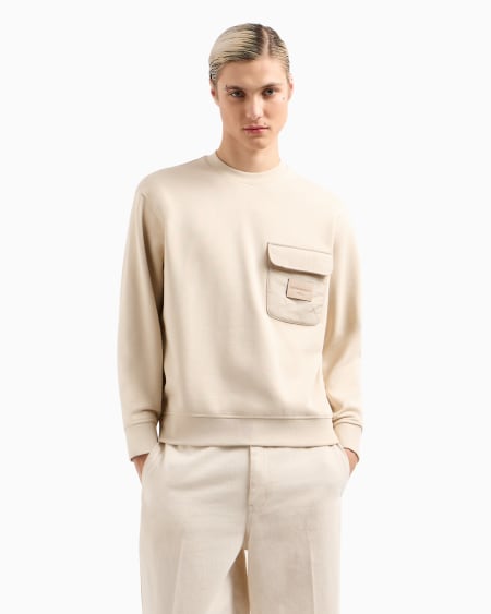 Armani Sudadera De Punto De Felpa Con Bolsillo Acolchado Y Parche Con Logotipo