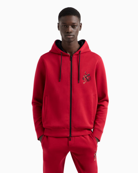 Armani Sudadera De Punto Doble Con Capucha Cremallera Y Bordado