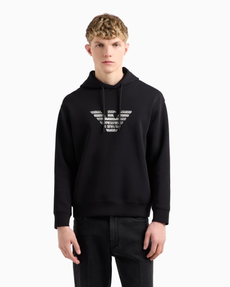 Armani Sudadera De Punto Doble Con Capucha Y Bordado Estriado Efecto Degradado