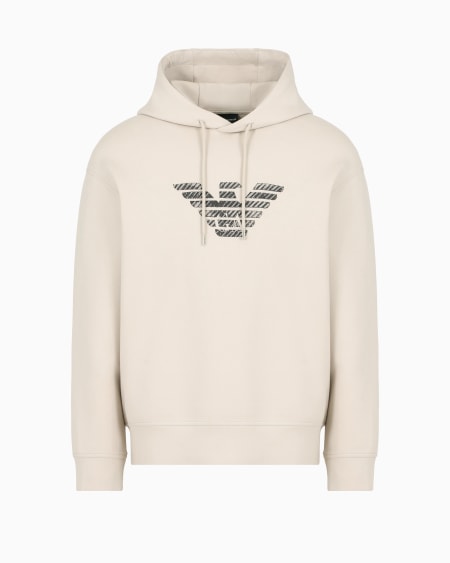 Armani Sudadera de punto doble con capucha y bordado estriado efecto degradado