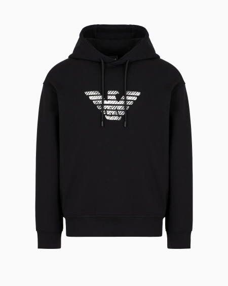 Armani Sudadera de punto doble con capucha y bordado estriado efecto degradado