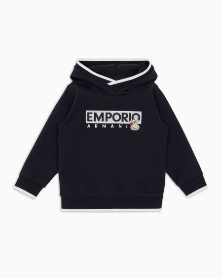 Armani Sudadera de punto doble con capucha y maxibordado