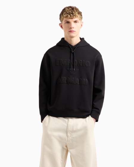 Armani Sudadera De Punto Doble Con Capucha Y Maxilogotipo Bordado En Relieve
