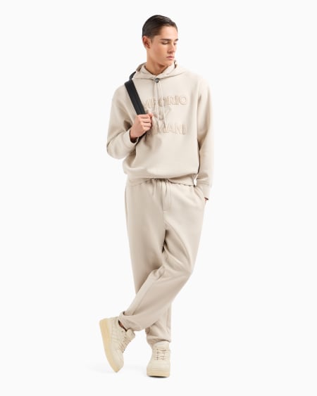Armani Sudadera De Punto Doble Con Capucha Y Maxilogotipo Bordado En Relieve