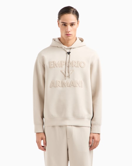 Armani Sudadera De Punto Doble Con Capucha Y Maxilogotipo Bordado En Relieve