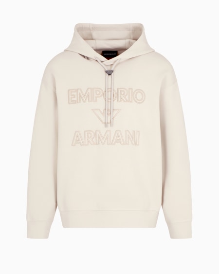 Armani Sudadera de punto doble con capucha y maxilogotipo bordado en relieve