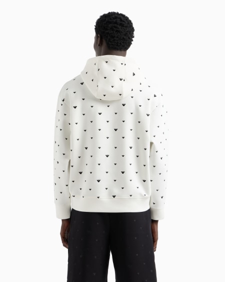 Armani Sudadera De Punto Doble Con Capucha Y Microbordado De águilas Por Toda La Prenda