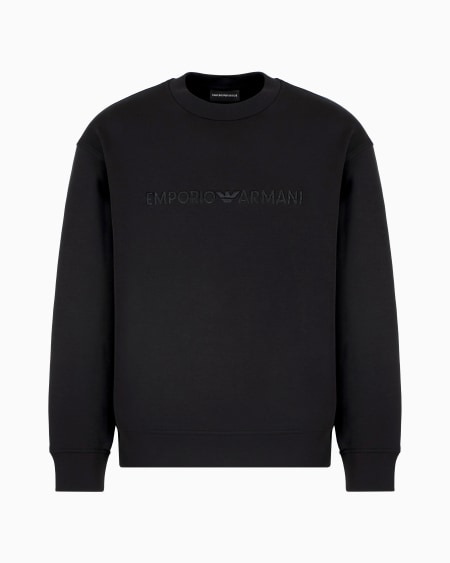 Armani Sudadera de punto doble con logotipo bordado en relieve