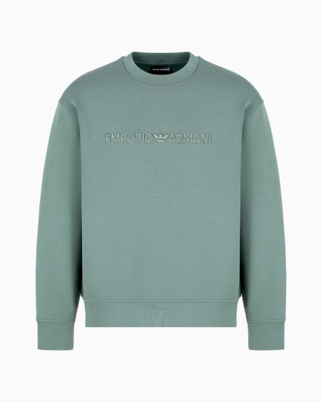 Armani Sudadera de punto doble con logotipo bordado en relieve