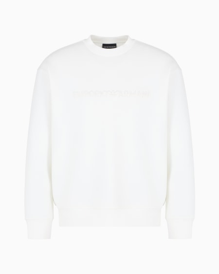 Armani Sudadera de punto doble con logotipo bordado en relieve